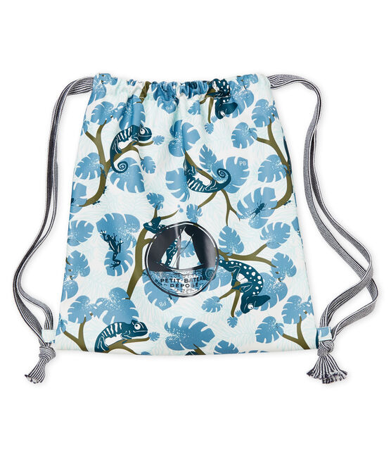 Borsa porta merenda in tela cerata fantasia bianco MARSHMALLOW/verde CROCODILE