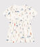 Abito manica corta in cotone bambina bianco MARSHMALLOW/bianco MULTICO