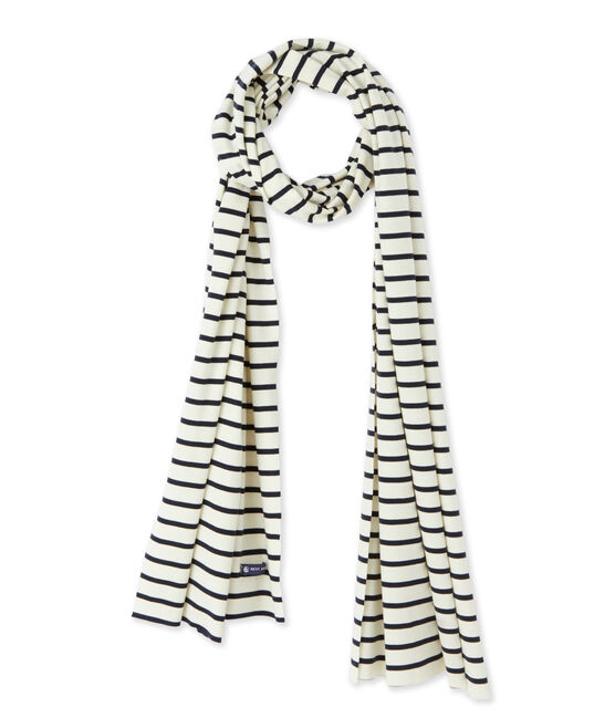 Sciarpa donna a righe mariniere beige COQUILLE/blu SMOKING