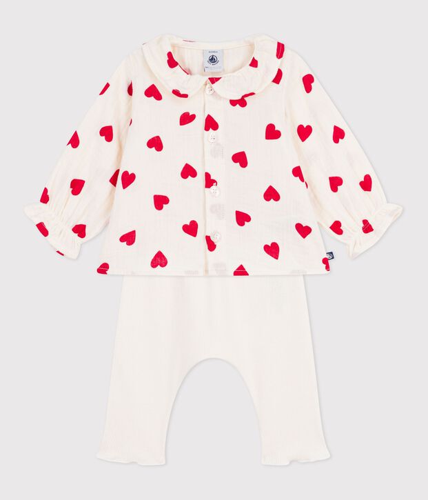 Set 2 pezzi lungo in cotone composto da camicetta con stampa e leggings multicolore
