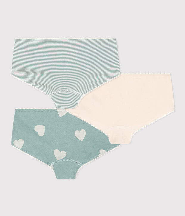 Confezione da 3 shorty bambina in cotone motivo cuore multicolore