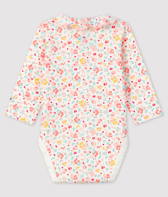 Body a fiori da neonata a costine bianco MARSHMALLOW/bianco MULTICO