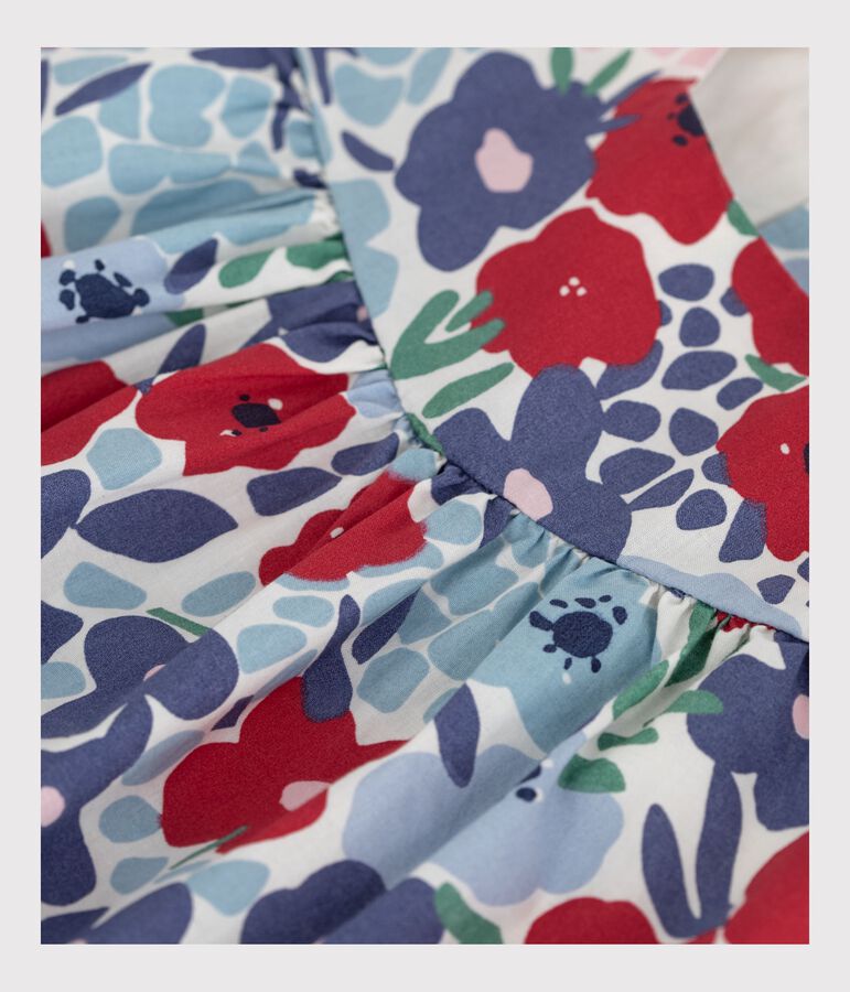 Blusa senza maniche in cotone con stampa a fiori neonata bianco/multicolore