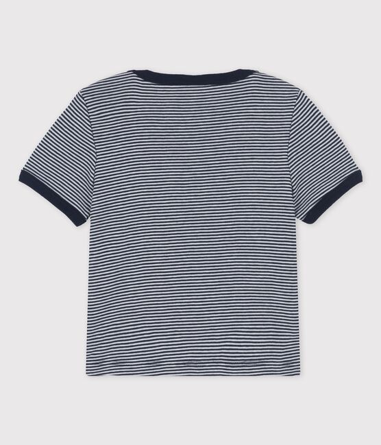 T-shirt bebè a maniche corte millerighe in cotone biologico blu SMOKING/bianco MARSHMALLOW