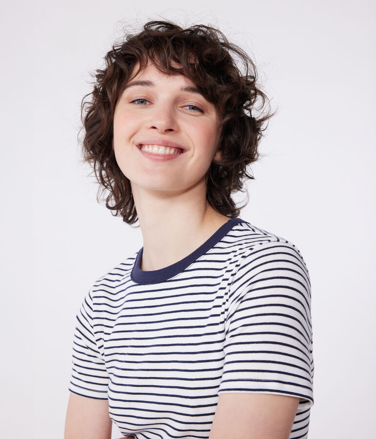 T-shirt L'Iconique in cotone a righe donna bianco MARSHMALLOW/blu SMOKING