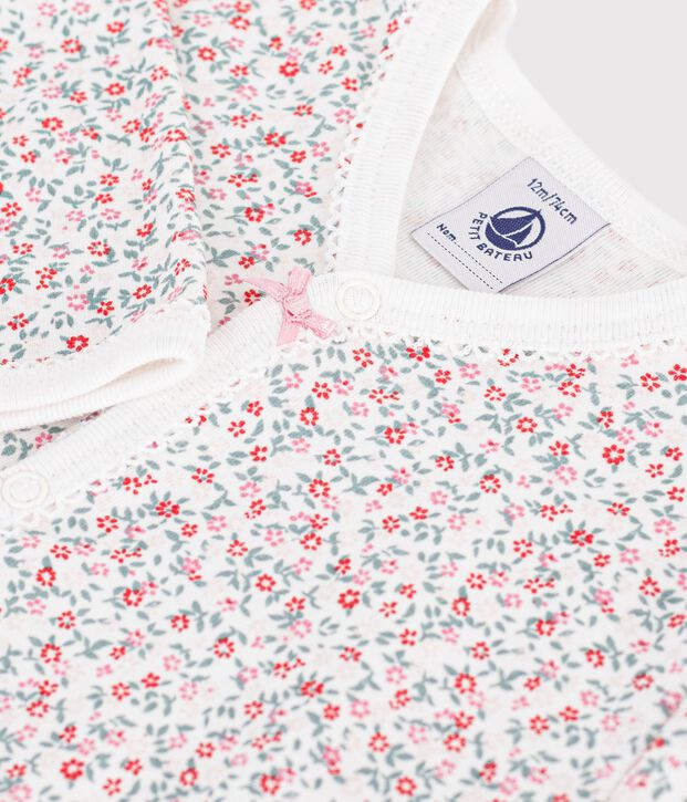 Pigiama senza piedini per neonato in cotone con stampa floreale bianco/multicolore