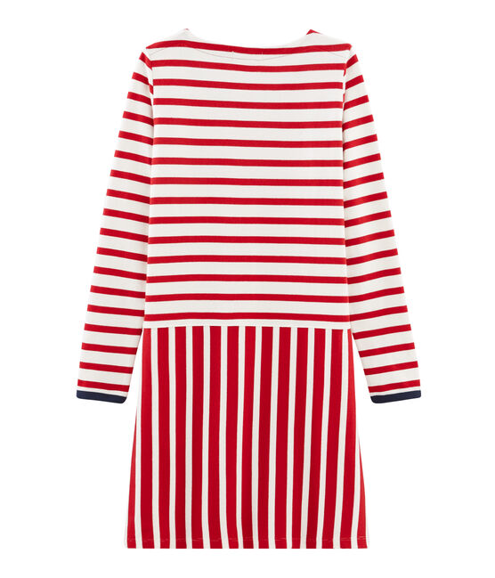 Abito maniche lunghe donna rosso TERKUIT/bianco MARSHMALLOW