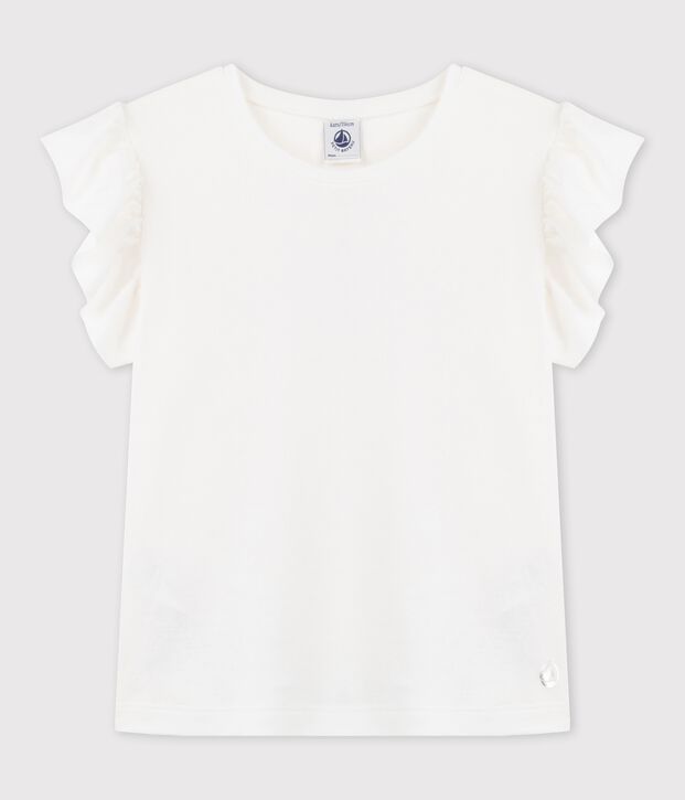 T-shirt a maniche corte in cotone bambina bianco