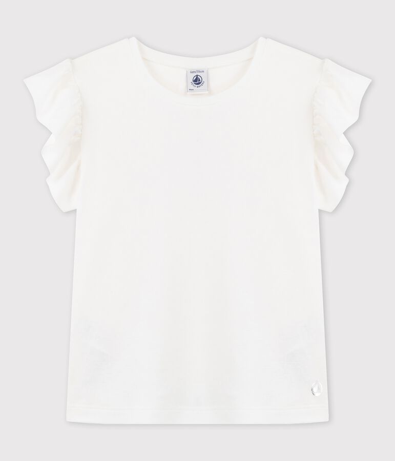 T-shirt a maniche corte in cotone bambina bianco