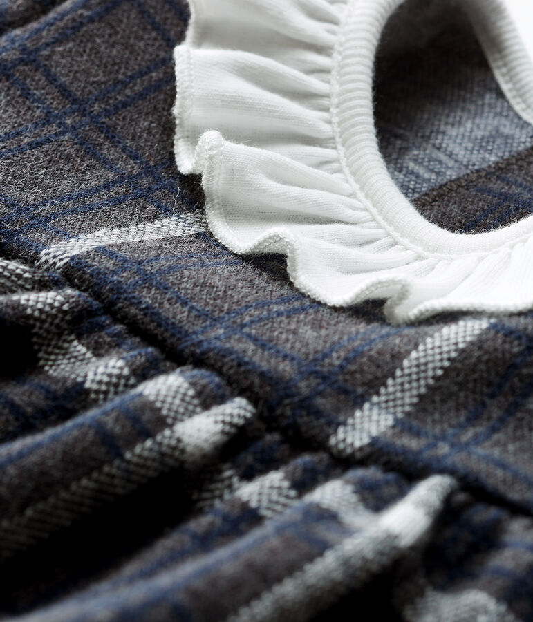 Abito a maniche lunghe da beb&egrave; femmina a scacchi grigio/multicolore