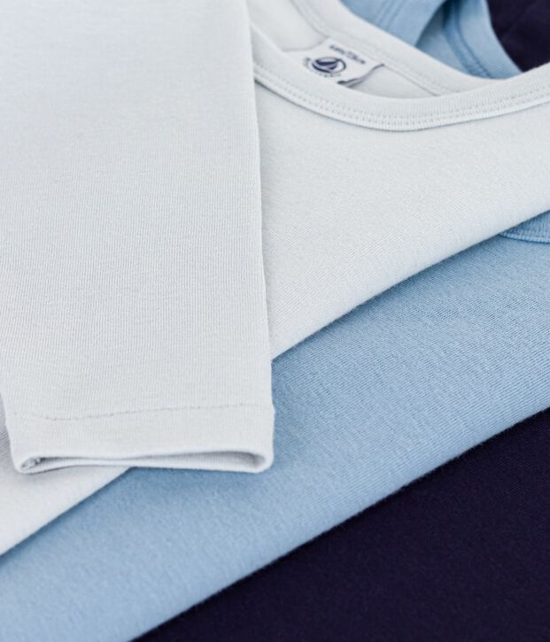 Set di T-shirt a maniche lunghe in cotone tinta unita bambino multicolore