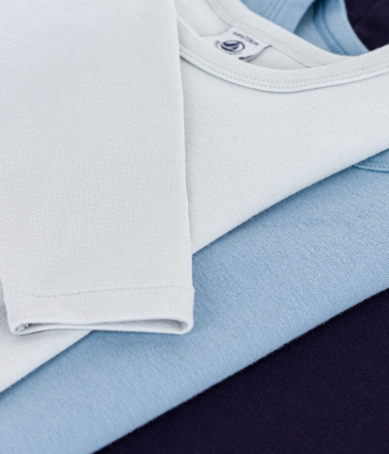 Set di T-shirt a maniche lunghe in cotone tinta unita bambino multicolore