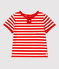 T-shirt bebè a maniche corte in jersey a righe rosso PEPS/bianco MARSHMALLOW