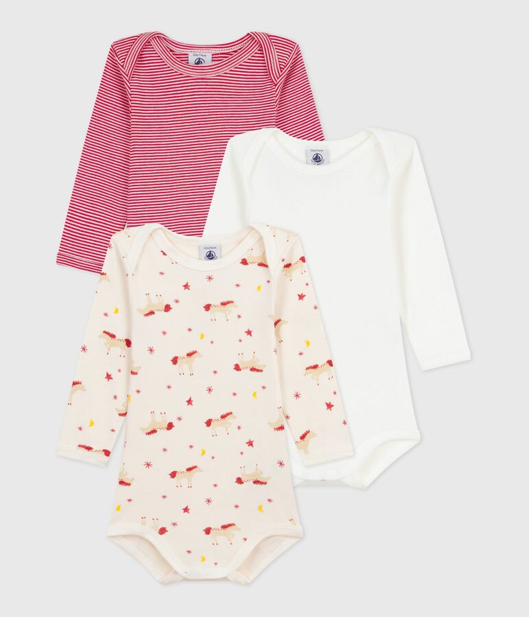 Set di body a maniche lunghe in cotone con stampa neonato multicolore