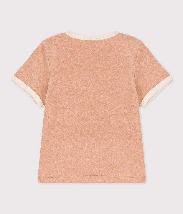 T-shirt maniche corte beb&egrave; in spugna bouclette beige