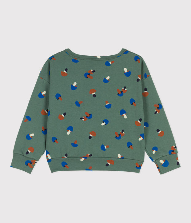 Felpa in molleton stampato bambino verde/multicolore
