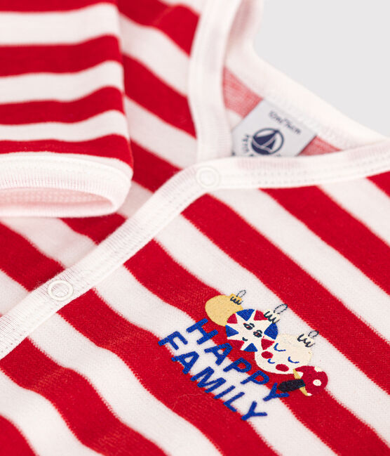 Pigiama di Natale in velluto neonato rosso AURORA/ MARSHMALLOW