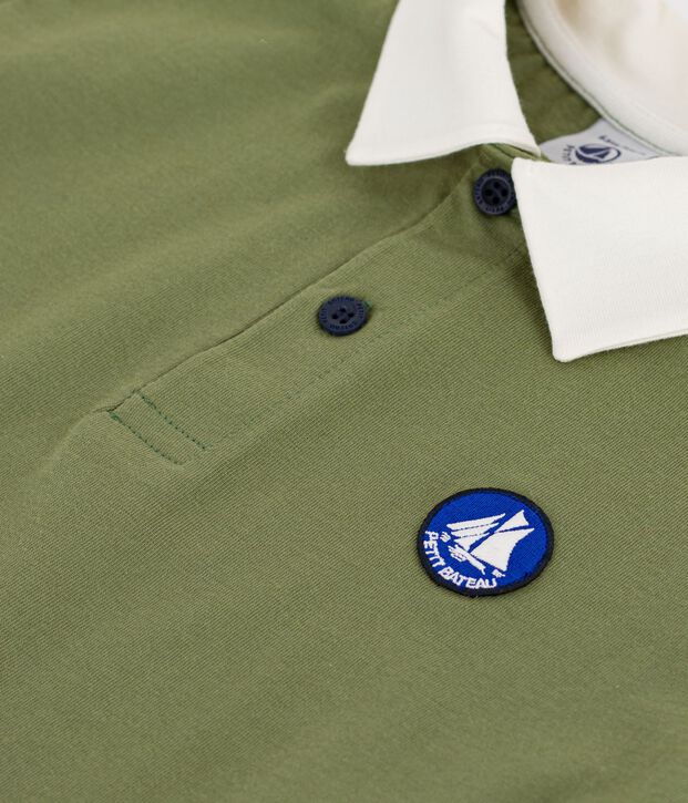 Polo a maniche corte in cotone tinta unita bambino OLIVINE