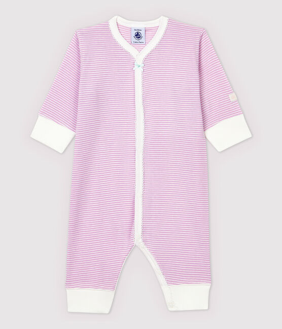 Tutina pigiama senza piedi bebè a righe rosa in cotone e lyocell rosa BOHEME/bianco MARSHMALLOW