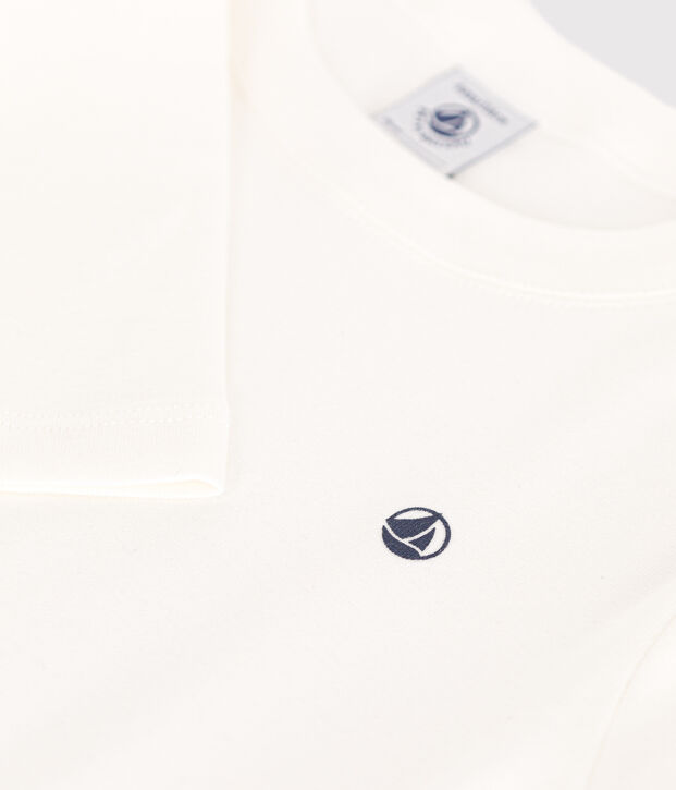 T-shirt a maniche lunghe a costine bambina/bambino bianco