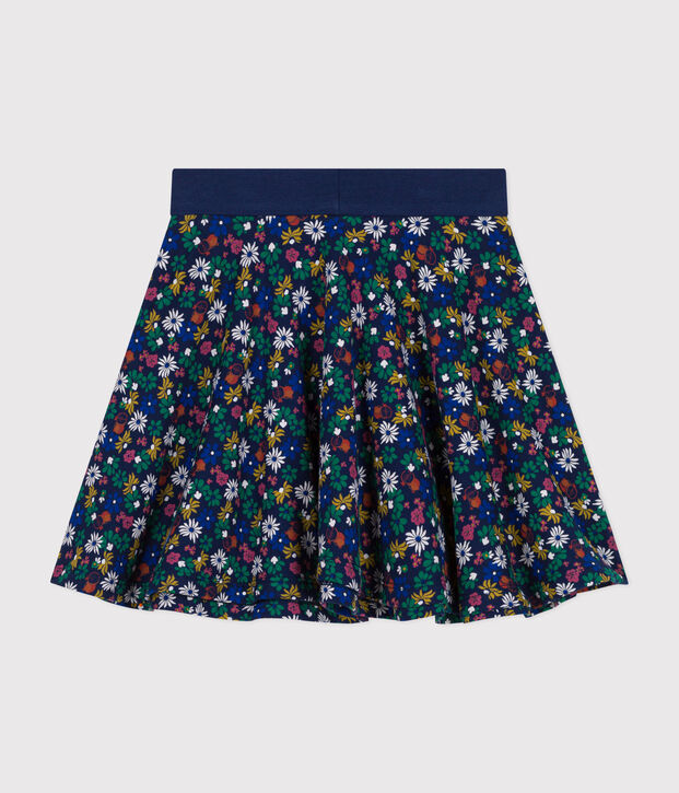 Gonna in cotone bambina blu/multicolore
