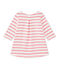 Abito bebé bambina rigato bianco MARSHMALLOW/rosa PETAL