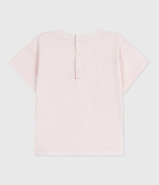 T-shirt a maniche corte in cotone tinta unita neonato rosa FLEUR