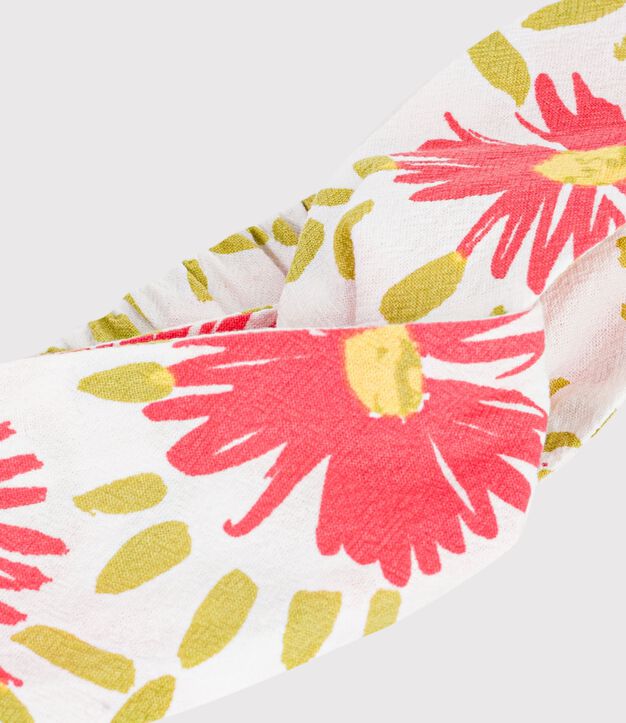 Fascia in cr&eacute;pon con stampa fiori neonata bianco/multicolore