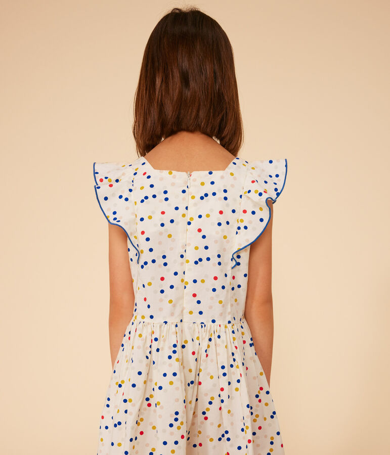 Abito stampato senza maniche in popeline bambina bianco/multicolore