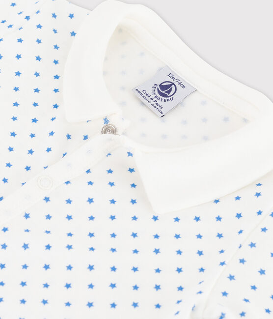 Tutina corta a stelle bebè in cotone bianco MARSHMALLOW/blu BRASIER