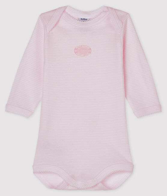 Body manica lunga bebè femmina rosa VIENNE/bianco ECUME