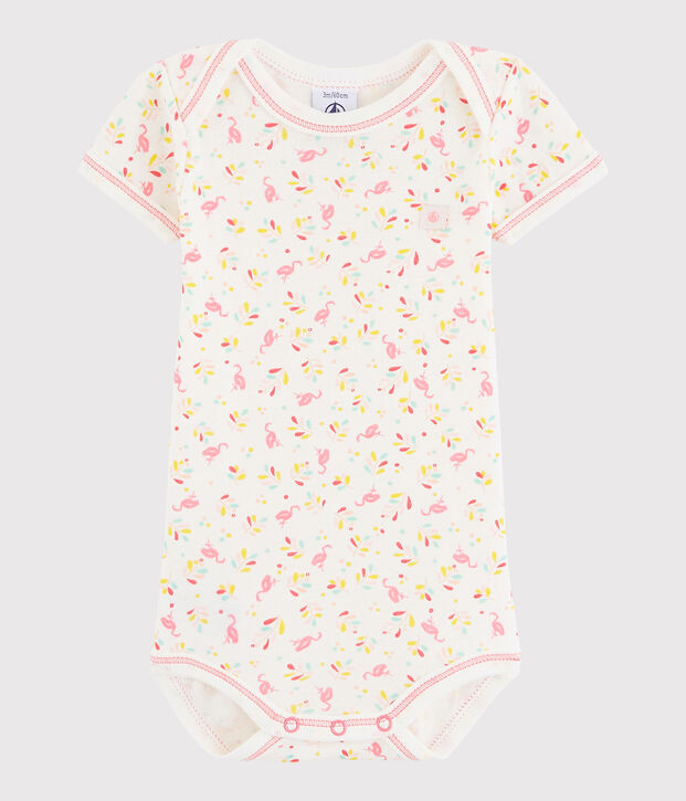 Body manica corta beb&egrave; femmina bianco/rosa/multicolore