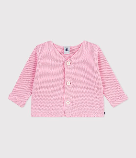 Cardigan in maglia di cotone a punto legaccio neonato rosa MARQUISE