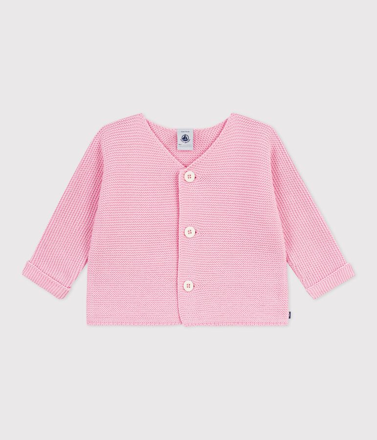 Cardigan in maglia di cotone a punto legaccio neonato rosa