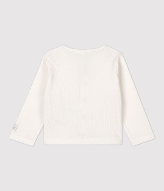 Cardigan bebè in costina 2x2 di cotone biologico bianco MARSHMALLOW