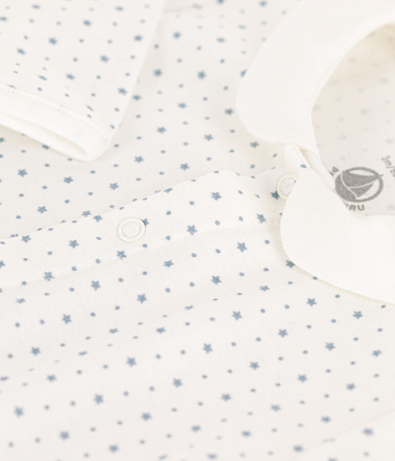 Tutina pigiama a stelle in cotone bianco/blu