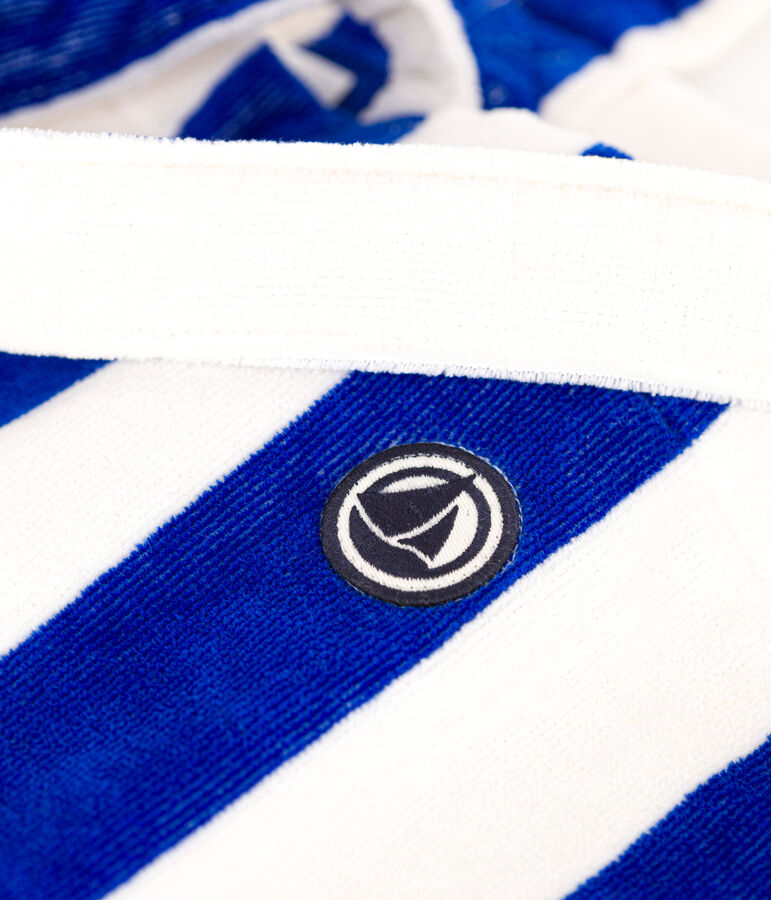 BORSA DA DONNA IN SPUGNA BOUCLETTE A RIGHE blu/bianco