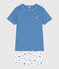 Pigiama corto in cotone bambino blu ALASKA/bianco MARSHMALLOW