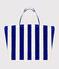 BORSA DA DONNA IN SPUGNA BOUCLETTE A RIGHE  blu SURF/bianco MARSHMALLOW