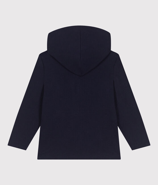 Felpa con cappuccio e cerniera in cotone tinta unita bambino blu SMOKING