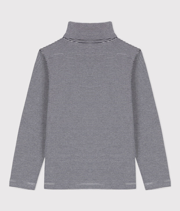 Dolcevita a righe in cotone bambino unisex blu/bianco