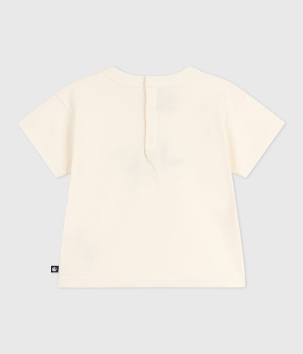 T-shirt a maniche lunghe in cotone con cuore stampato neonata ecru/multicolore