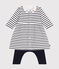 Abito e leggings in cotone neonato bianco MARSHMALLOW/blu SMOKING