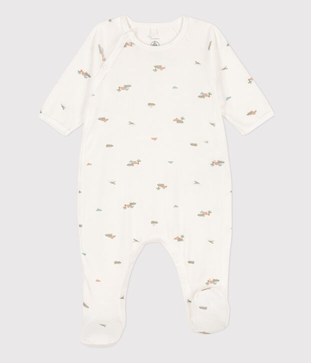 Tutina pigiama animali in cotone bianco/multicolore