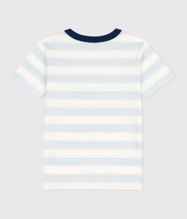 T-shirt  maniche corte in cotone bambino blu/bianco