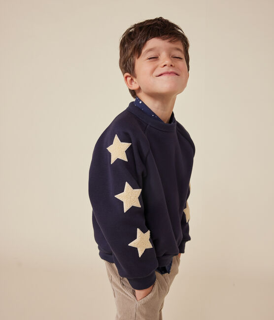 Maglia in caldo tessuto felpato bambino blu SMOKING