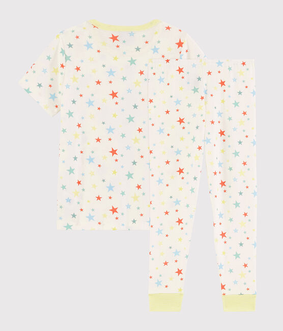 Pigiama stelle colorate bambino in cotone biologico bianco MARSHMALLOW/bianco MULTICO