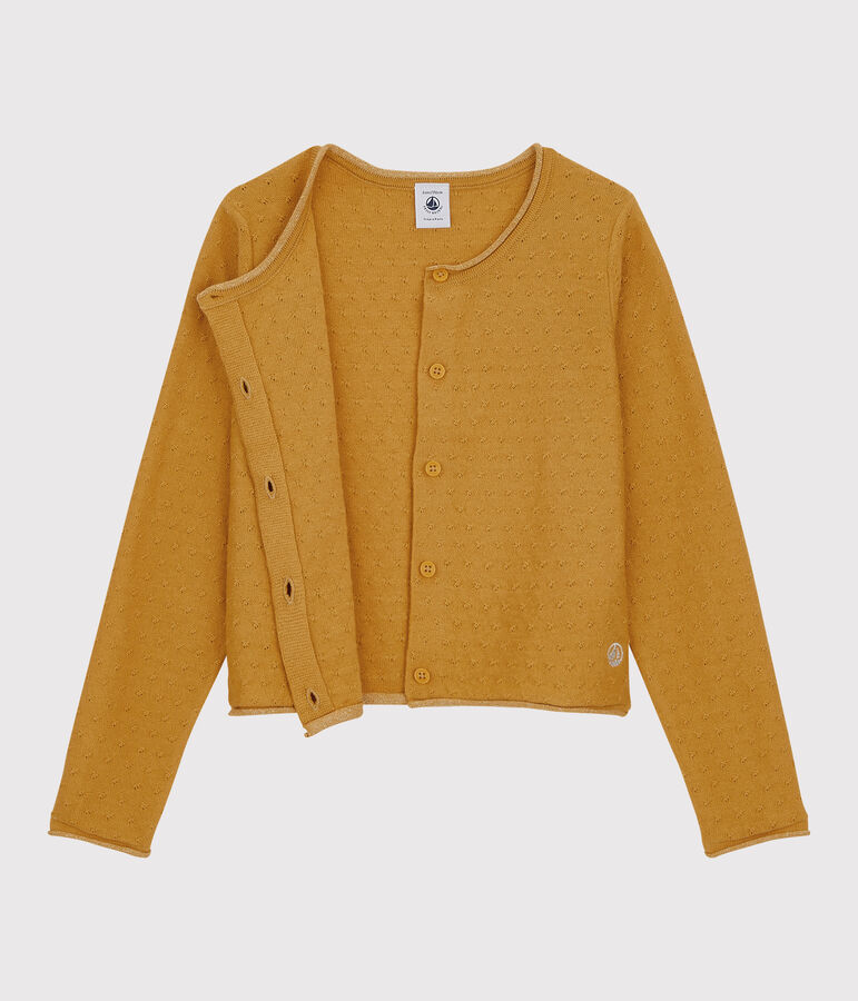 Cardigan lana e cotone bambina giallo