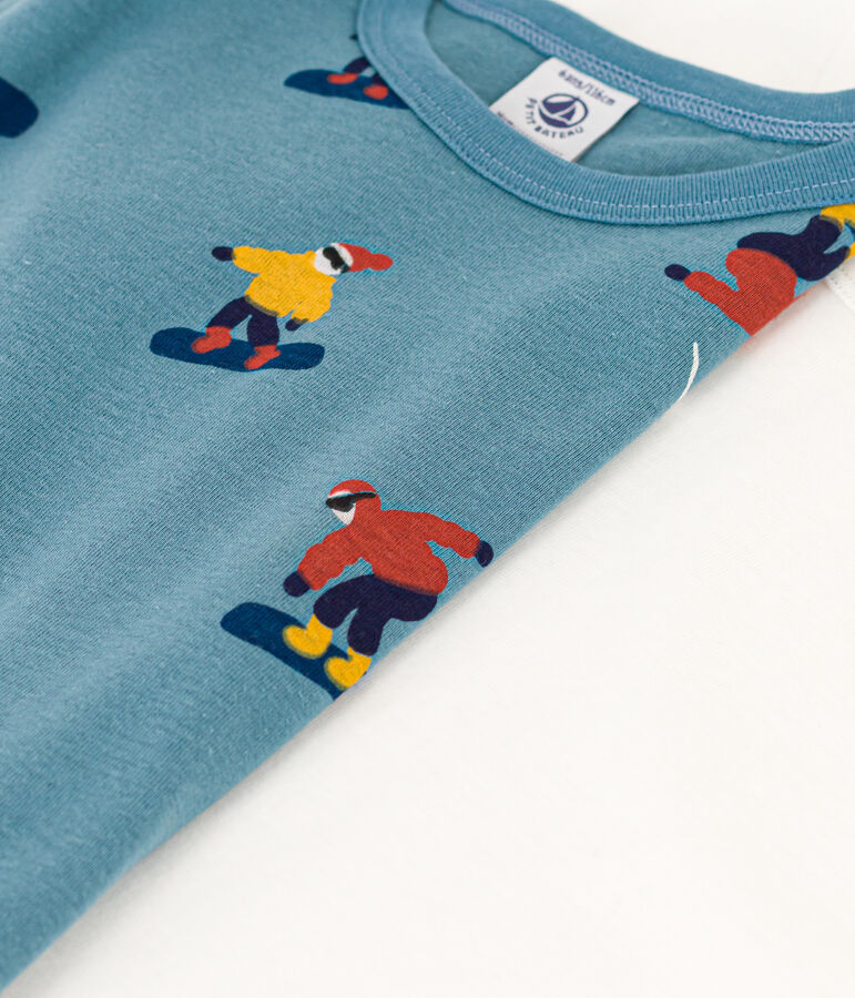 Confezione da 2 t-shirt manica corta bambino in cotone motivo snowboard multicolore