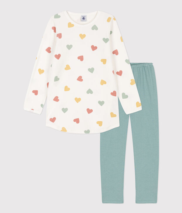 Camicia da notte cuore bambina in ciniglia bianco/multicolore